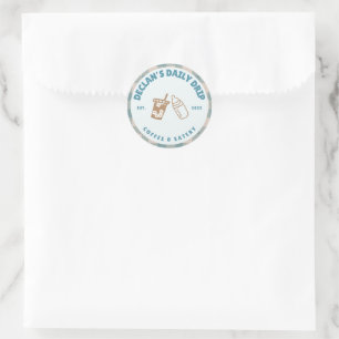 Sticker Rond Bébé brasse du café Baby shower neutre pour le gen