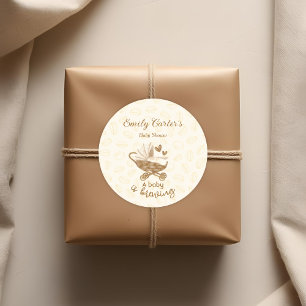Sticker Rond Bébé brasse mignon Pram Baby shower Merci