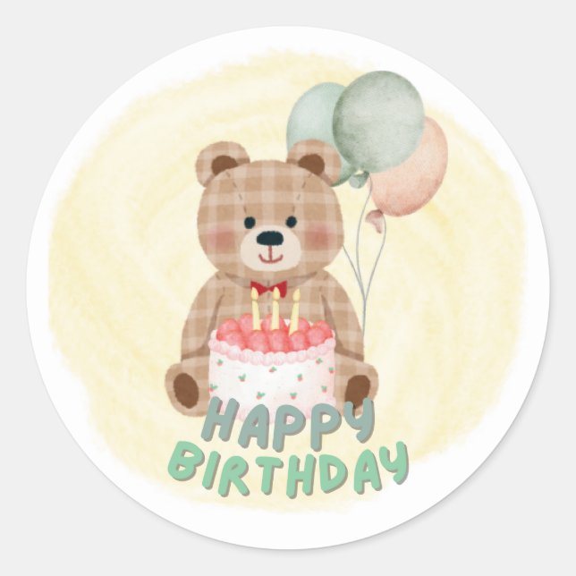 Sticker Rond BÉBÉ Brown 1ER BÉBÉ BÂTIMENT ANNIVERSAIRE (Devant)