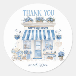 Sticker Rond Bebe Cafe Bonjour Bebe Baby shower à thème parisie