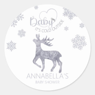 Sticker Rond Bébé, c'est froid à l'extérieur du Baby shower nor