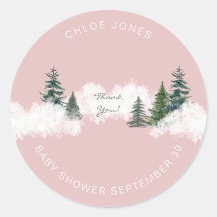 Sticker Rond Bébé c'est froid dehors Merci rose