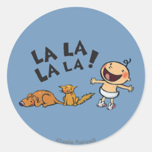 Sticker Rond Bébé chanteur de Leslie Patricelli avec des