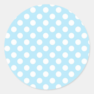 Sticker Rond Bébé clair Bleu & Blanc Pois fête d'anniversaire