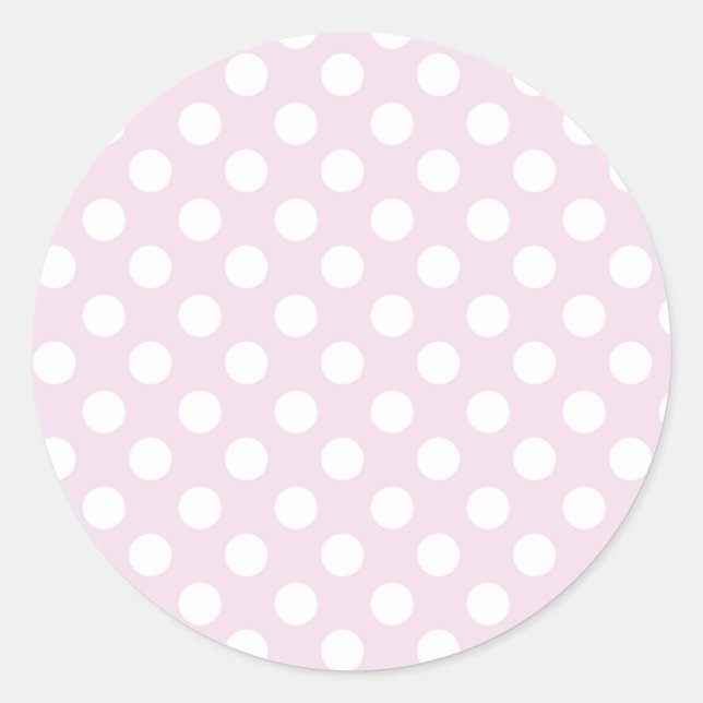 Sticker Rond Bébé clair rose et blanc Pois fête d'anniversaire (Devant)