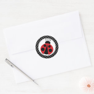 Sticker Rond Bébé Coccinelle Shower ou Fête d'Anniversaire
