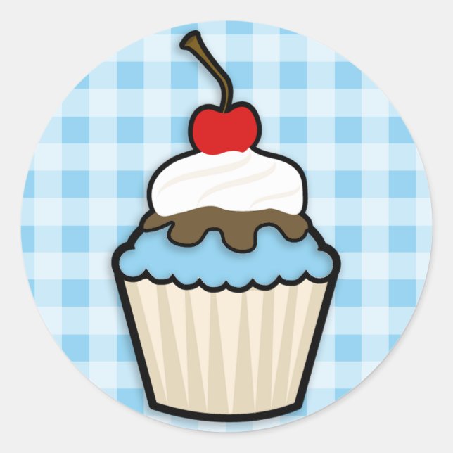Sticker Rond Bébé Cupcake bleu (Devant)