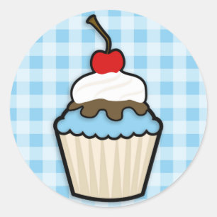 Sticker Rond Bébé Cupcake bleu