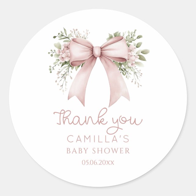 Sticker Rond Bébé dans le Baby shower en fleur (Devant)