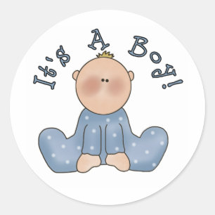 Sticker Rond Bébé dans Sleeper C'est un garçon