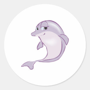 Sticker Rond bébé dauphin mignon