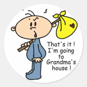 Sticker Rond Bébé de la maison de grand-mère (BLUE)