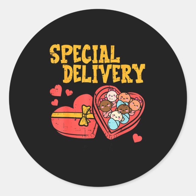 Sticker Rond Bébé de la Saint-Valentin Travail spécial Infirmiè (Devant)