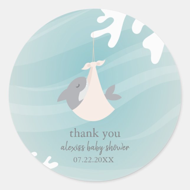 Sticker Rond Bébé de requin doux (Devant)