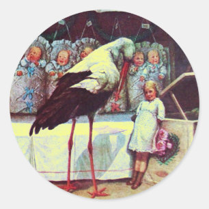 STICKER ROND BÉBÉ DE STORK DOUCHE 3