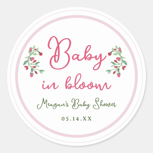 Sticker Rond Bébé Dessiné À La Main Dans Fleur Baby shower Fill (Devant)