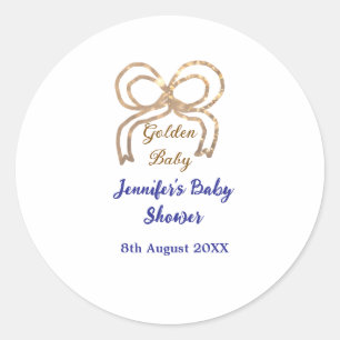 Sticker Rond Bébé d'or arc bleu royal baby shower