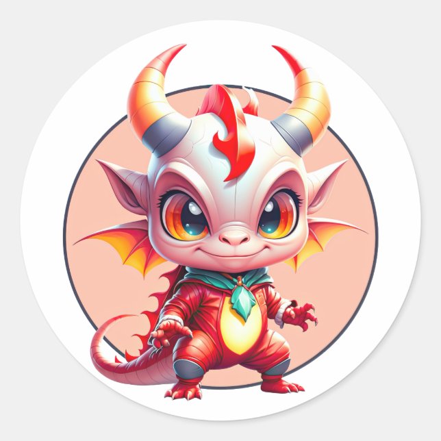 Sticker Rond Bébé dragon Kensi (Devant)