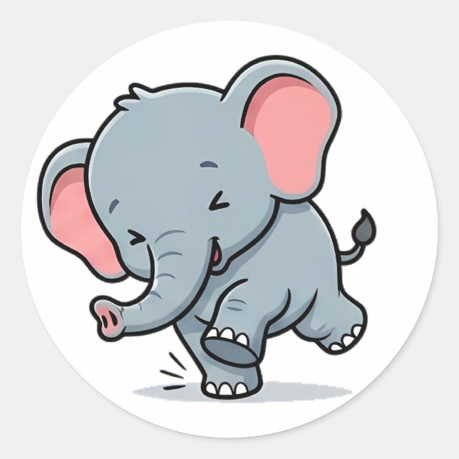 Sticker Rond Bébé Éléphant (Devant)