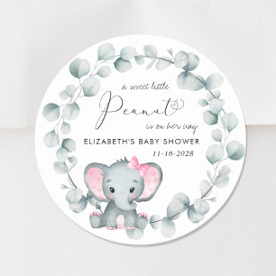 Sticker Rond Bébé Eléphant mignon Douche fille
