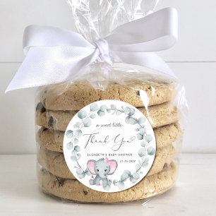 Sticker Rond Bébé Eléphant mignon fille Douche Merci