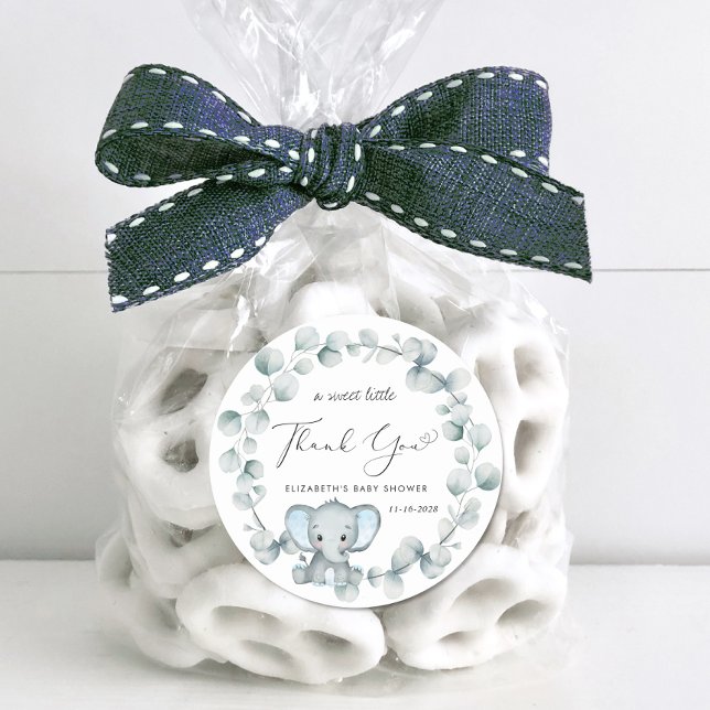 Sticker Rond Bébé Eléphant mignon garçon douche Merci (Créateur téléchargé)