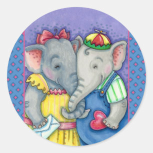 STICKER ROND BÉBÉ ÉLÉPHANTS PREMIER AMOUR, PACHYDERME MILIEUX
