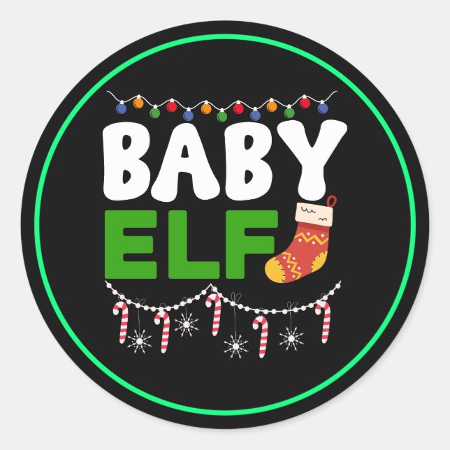 Sticker Rond Bébé Elfe Noël Design de vacances-84608 (Devant)