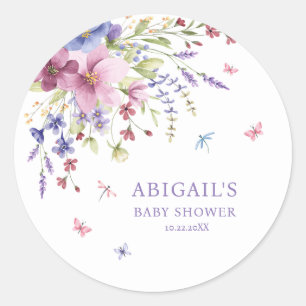 STICKER ROND BÉBÉ EN BLOOM BABY SHOWER FLEUR SAUVAGE FLEURI