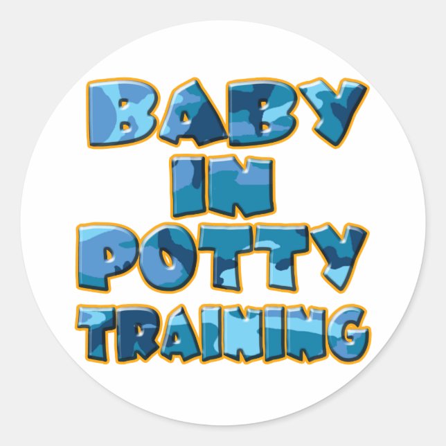 Sticker Rond Bébé en dressage de potty (bleu) (Devant)