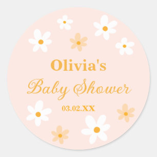 Sticker Rond Bébé en fleur Baby shower Favoriser