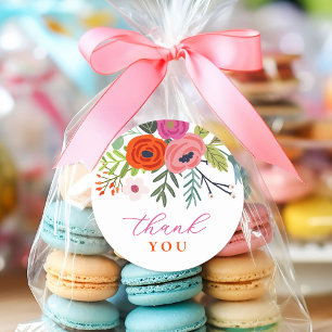 Sticker Rond Bébé en Fleur Baby shower floral brillant