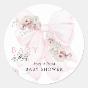 Sticker Rond Bébé en Fleur Bow Printemps Jardin Fille Baby show