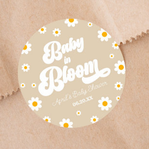 Sticker Rond Bébé En Fleur Fleur Fleur Fleur Fleur Baby shower 