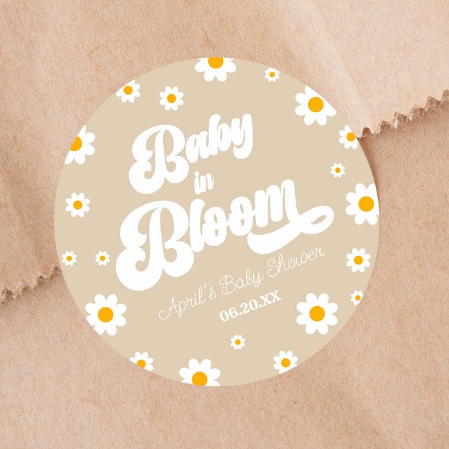 Sticker Rond Bébé En Fleur Fleur Fleur Fleur Fleur Baby shower  (Créateur téléchargé)