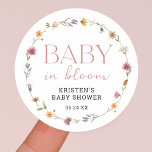 Sticker Rond Bébé En Fleur Fleur sauvage Floral Baby shower fil<br><div class="desc">Fleur sauvage Floral Baby shower bébé  en fleurs Stickers</div>