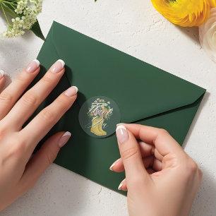 Sticker Rond Bébé en fleur Floral Jaune Pluie Merci de démarrag