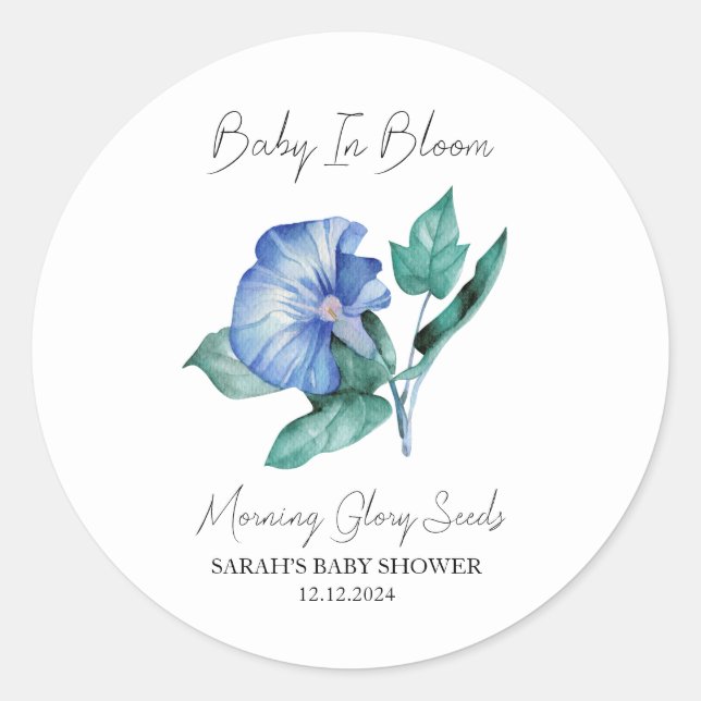 Sticker Rond Bébé en fleur le matin Baby shower de graines de g (Devant)