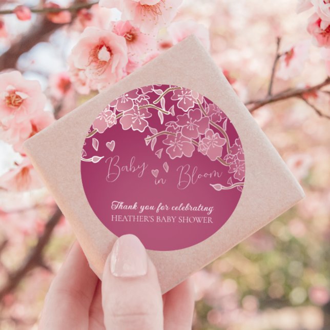 Sticker Rond Bébé En Fleur Printemps Cherry Blossom Douche (Créateur téléchargé)