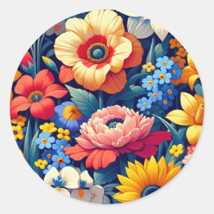 Sticker Rond Bébé en fleurs Baby Shower à motif de vigne floral