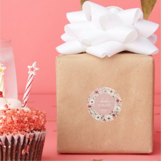Sticker Rond Bébé en fleurs Baby Shower Fleur des champs