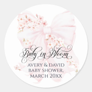 Sticker Rond Bébé en fleurs Bow fleuri Baby shower fille de pri
