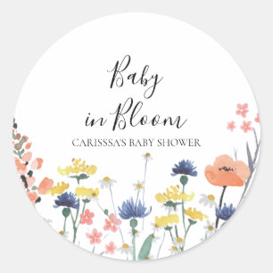 Sticker Rond Bébé en fleurs Fête prénatale de bébé sauvage Rond