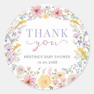 Sticker Rond Bébé en fleurs : Jardin de fleurs sauvages