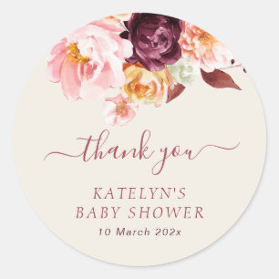 Sticker Rond bébé en fleurs shower bébé automne floral