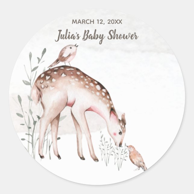 Sticker Rond Bébé Fête Animaux de la Forêt (Devant)