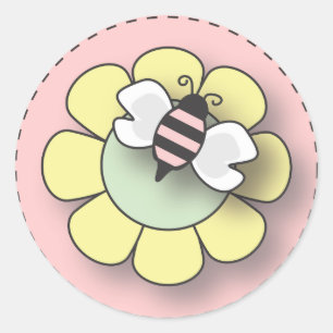 Sticker Rond Bébé Fille Abee en rose