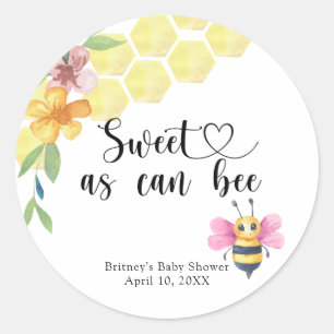 Sticker Rond Bébé fille abeille - doux comme peut l'être