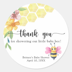 Sticker Rond Bébé fille abeille - merci
