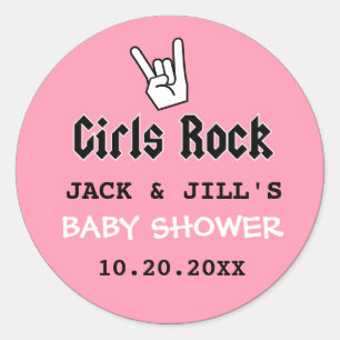 STICKER ROND BÉBÉ FILLE DOUCHE CONCERT INVITATION TICKET